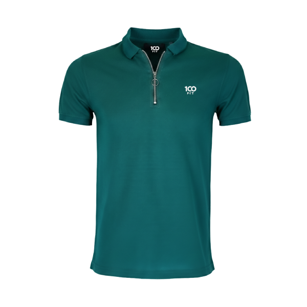 Dark Green 100Fit Zipper Polo T-Shirt