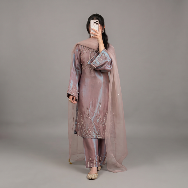 Blush Rose Metallic Embroidered Suit