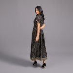 Manahil Embellished Metallic Black Kaftan Maxi Dress