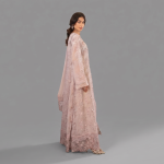 Manahil Embroidered Tea Rose Organza Festive Maxi Suit