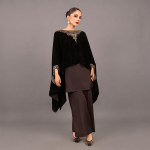 Opulent Black Embroidered Cape Set