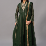 Emerald Green Minimalist Gota-Work Anarkali Set