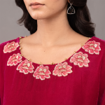 Ruby Blossom Embroidered Co-Ord Suit
