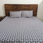 Geo Arc Grey Premium Cotton Double Bedsheet With Pillow Set