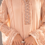 Peach Blossom Embroidered Anarkali 3-Piece Suit