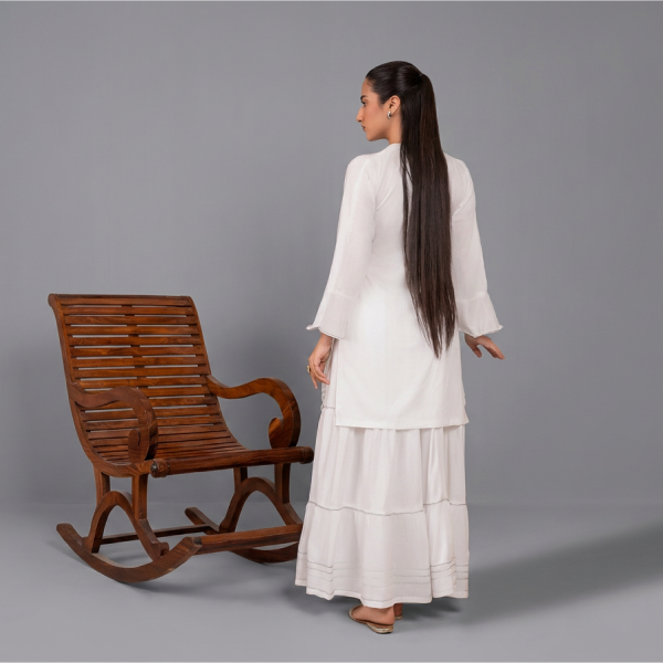 Pristine White 2-Piece Sharara Set with Delicate Silver Gota Details