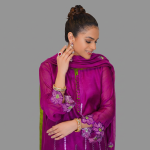 Regal Plum Floral Ensemble & Sheer Organza Accents