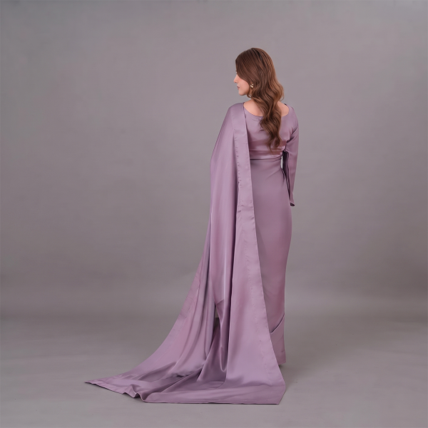 Lilac Luxe Satin Drape Saree