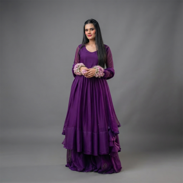 Royal Amethyst Bloom Maxi Suit