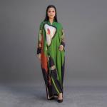 Elegant Green Printed Kaftan Dress for Women