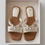 Fancy Crystal-Embellished Butterfly Flat Sandals