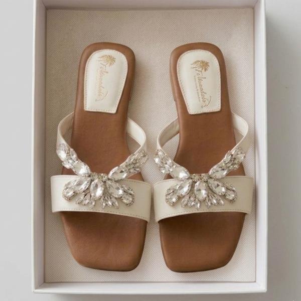 Fancy Crystal-Embellished Butterfly Flat Sandals