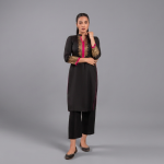 Black 2-Piece Co-ord Set with Gold Foil Embroidery
