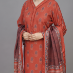 Rust Printed 3-Piece Lawn Suit