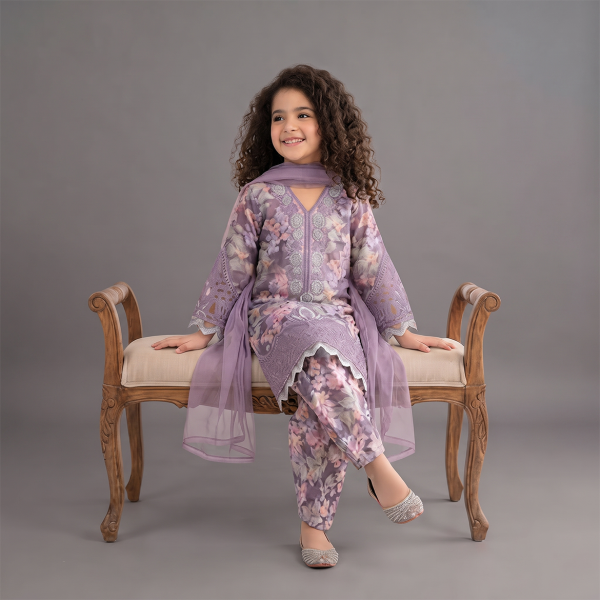 Lavender Floral Embroidered Kurta