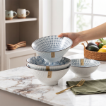 Japanese-Style Noodle Bowl for Home Use, Large Trumpet-Shaped Ceramic Bowl, Ramen Bowl, High-End Noodle Bowl Set