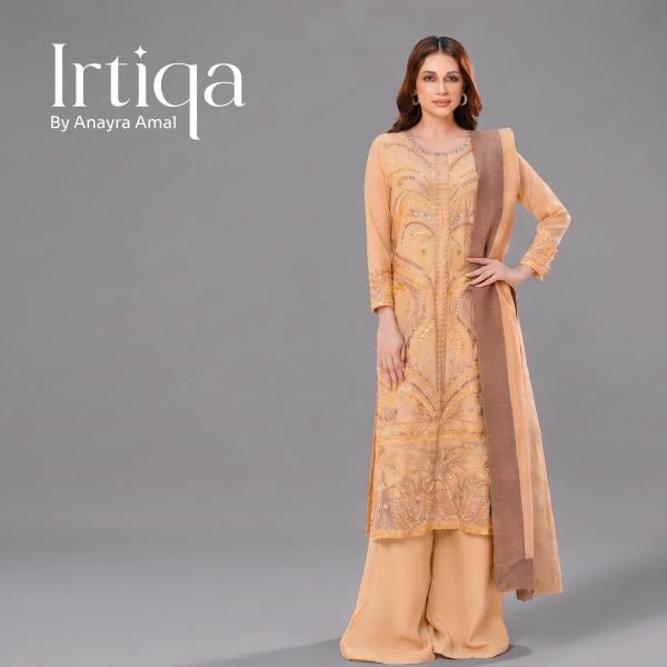 Gilded Peach Embroidered Festive Organza Suit