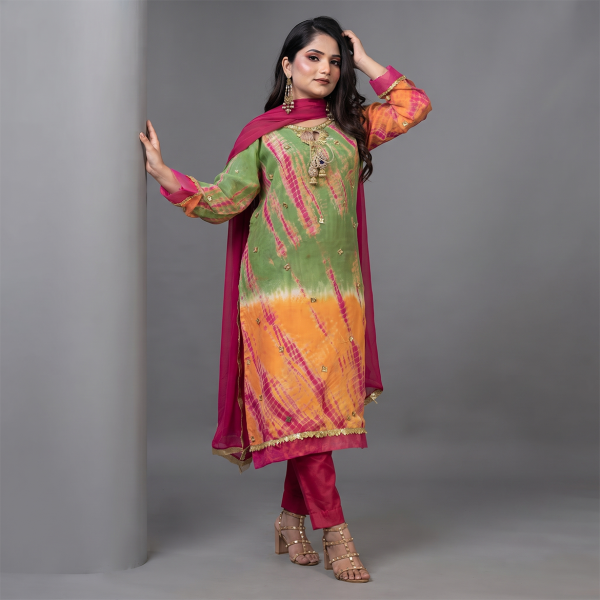 Meadow Sunset Tie-Dye Embellished 3-Piece Suit