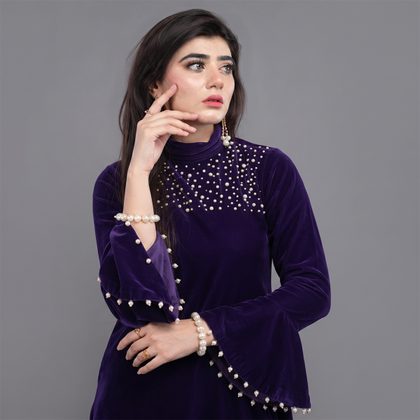Royal Amethyst Pearl Velvet Suit