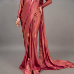 Rose Gold Radiance Satin Saree
