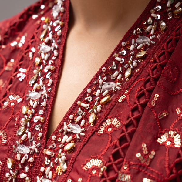 Ruby Royale Sequined Anarkali 3-Piece Suit