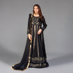 Manahil Shimmering Black 3-Piece Festive Sequin Gown Set