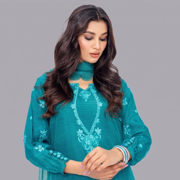 Gold Silk Ensemble with Botanical Ivory Embroidery