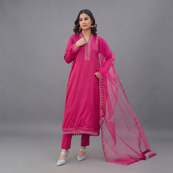 Fuchsia Radiance Embroidered Suit Set