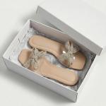 Sparkling Bow Accent Transparent Flat Sandals