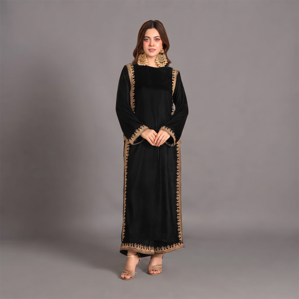 Majesty Embroidered Velvet Maxi