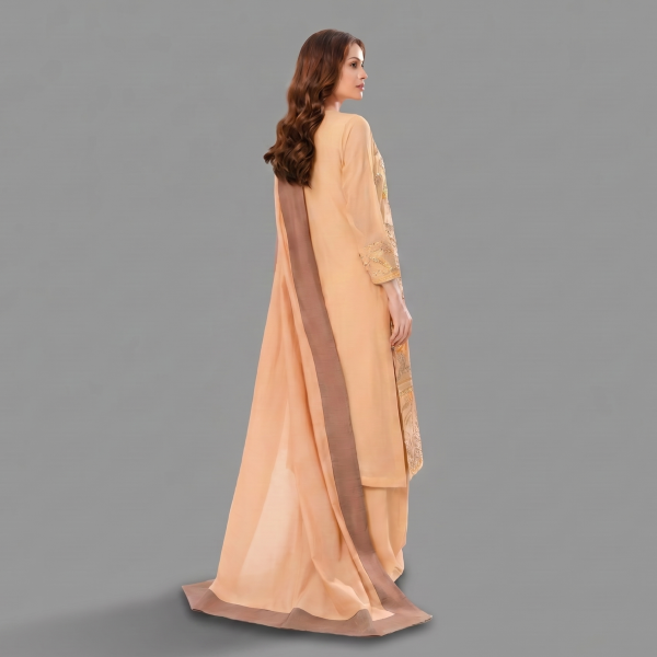 Gilded Peach Embroidered Festive Organza Suit
