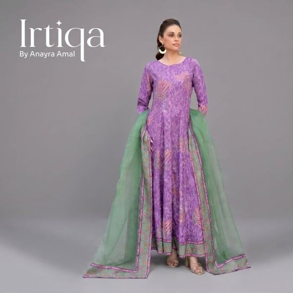 Printed Purple Kalidaar Maxi Set