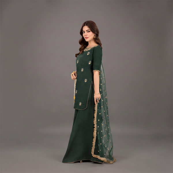 Dark Green Embroidered Suit