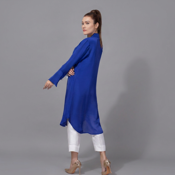 Serene Azure Bird-Embellished Tunic Set