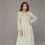 Mint Green Embellished Front-Open Long Suit