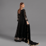 Manahil Shimmering Crimson Black 3-Piece Festive Sequin Gown Set