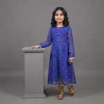 Royal Blue Embroidered Girls Suit