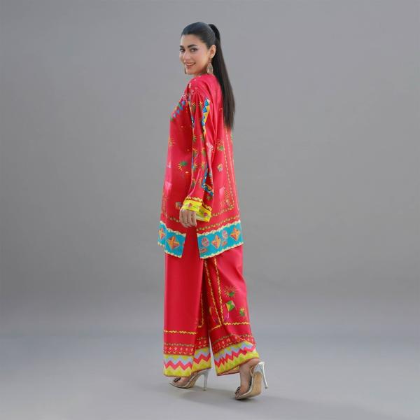 Festive Crimson Red Digital Print Co-Ord Set