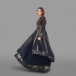 Manahil Shimmering Black 3-Piece Festive Sequin Gown Set
