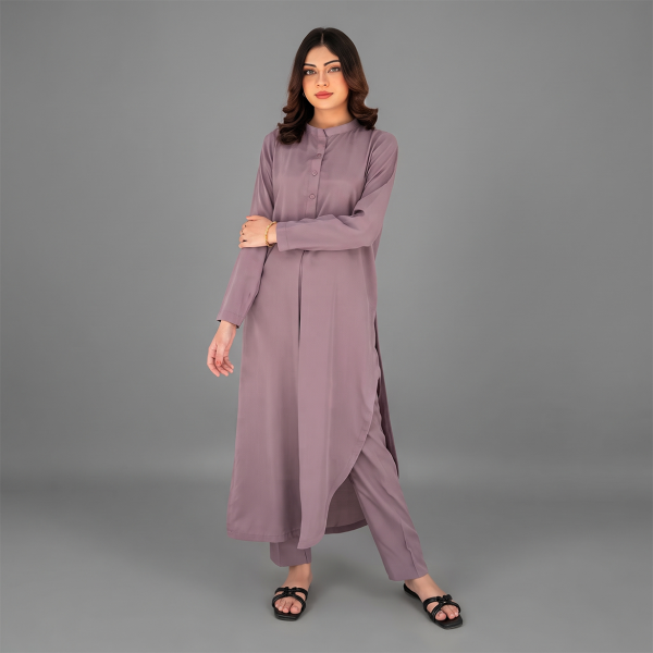 Dusty Mauve Minimalist Kurta Set
