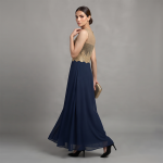 Midnight Navy & Gold Embellished Maxi Suit
