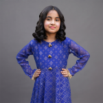 Royal Blue Embroidered Girls Suit