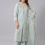 Aqua Minimalist Embroidered Co-ord Set