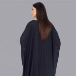 Onyx Midnight Abaya-Style Cape with Starburst Silver Embroidery
