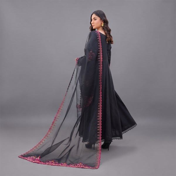 Midnight Elegance Embroidered Maxi Suit Set