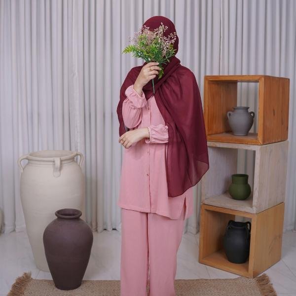 Rosewood Crinkle Crepe Modest Co-ord Set