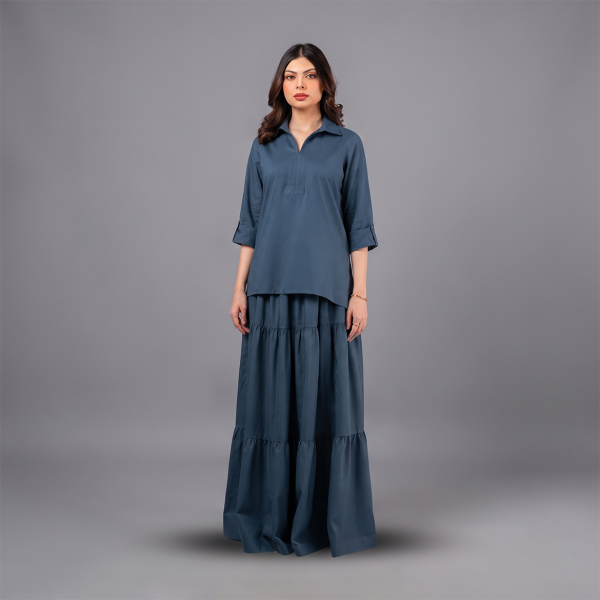 Steel Blue Tiered Co-Ord Set