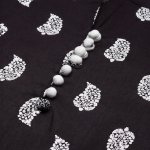 Black and White Paisley Printed Kurta with Matching Trousers Set