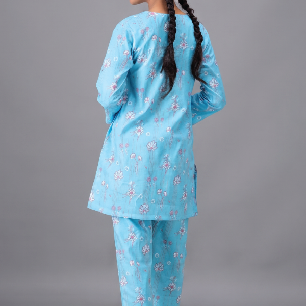 Sky Blossom Printed Kids Kurta & Trouser Set