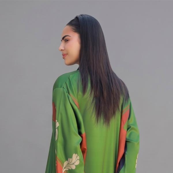 Elegant Green Printed Kaftan Dress for Women